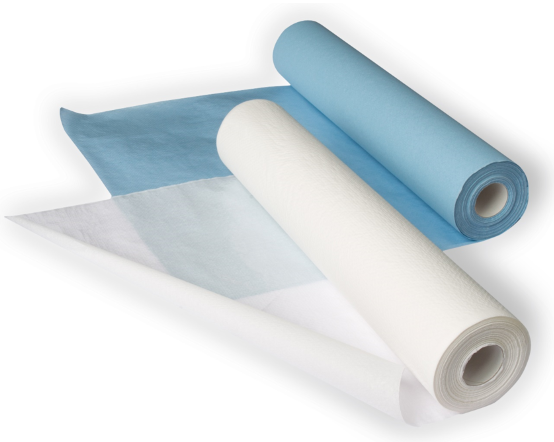 Простыни 70х200, рулон/100 шт, (белые/голубые), SMS, 12г/м2